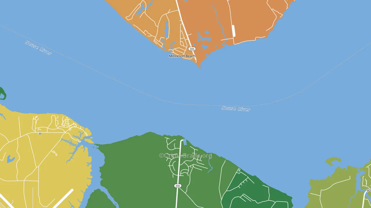 Minnesott Beach, NC Map of Theft Rates