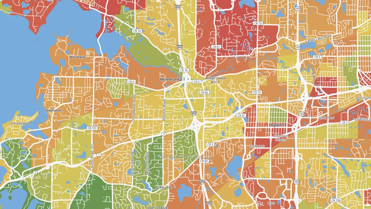 Minnetonka, MN Map of Theft Rates