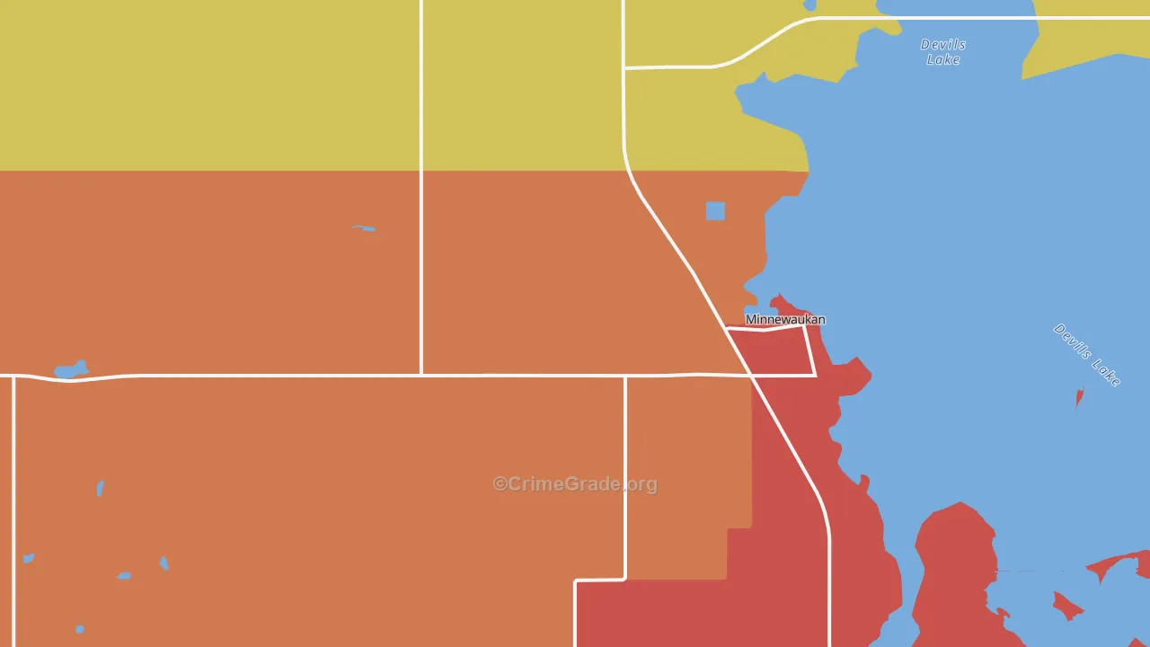 Minnewaukan, ND Map of Theft Rates