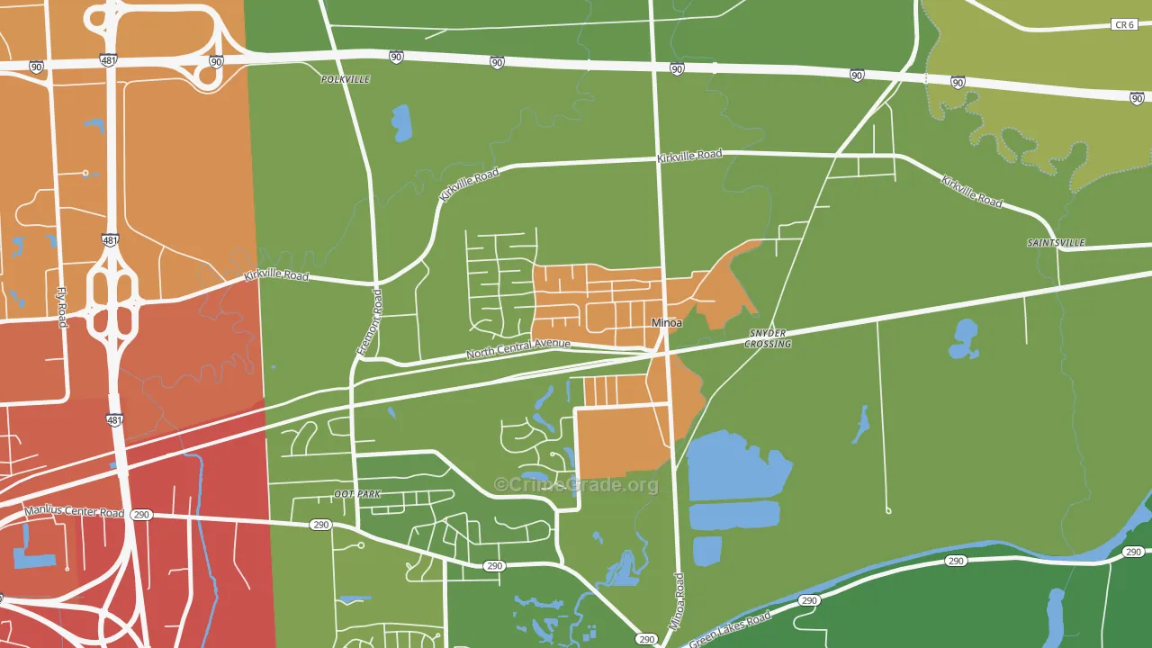 Minoa, NY Map of Theft Rates