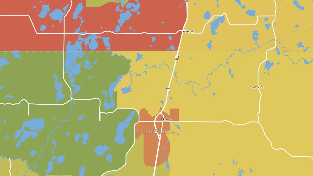 Minong, WI Map of Theft Rates
