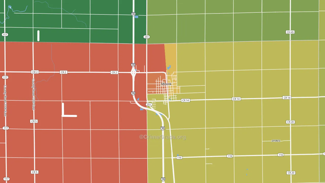 Minonk, IL Map of Theft Rates