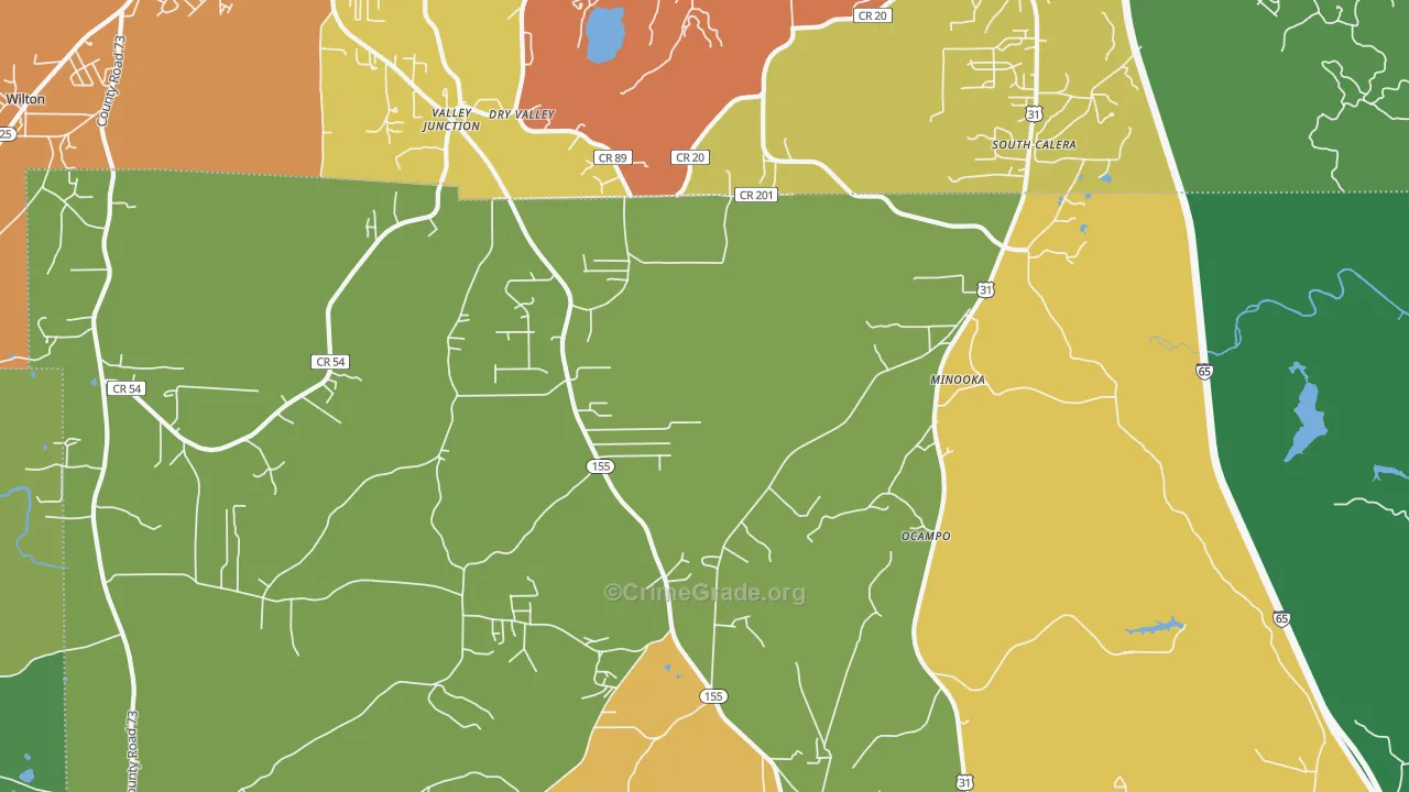 Minooka, AL Map of Theft Rates