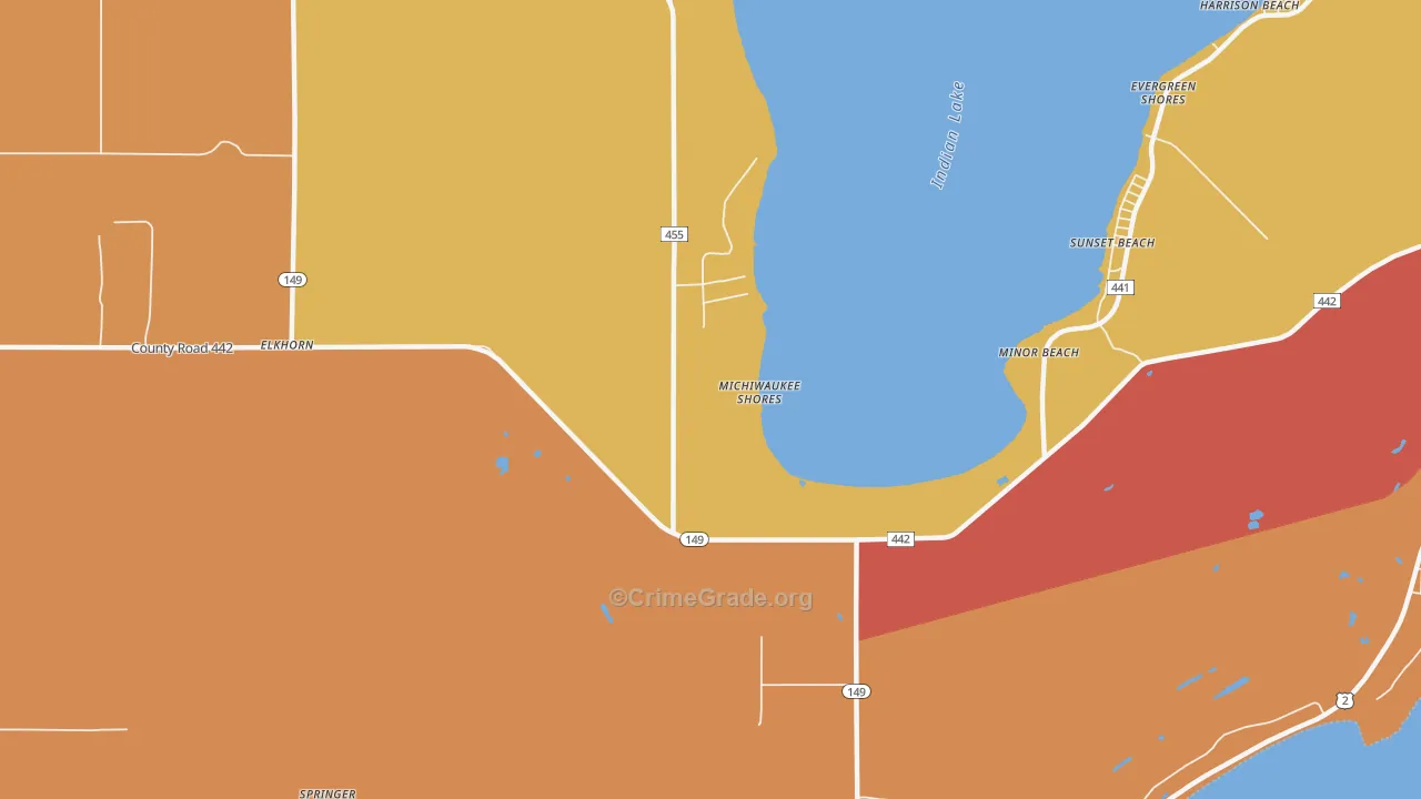 Minor Beach, MI Map of Theft Rates