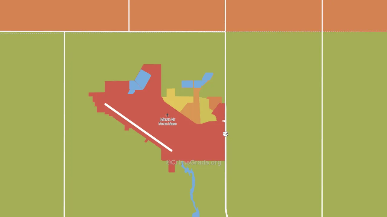 Minot Afb, ND Map of Theft Rates