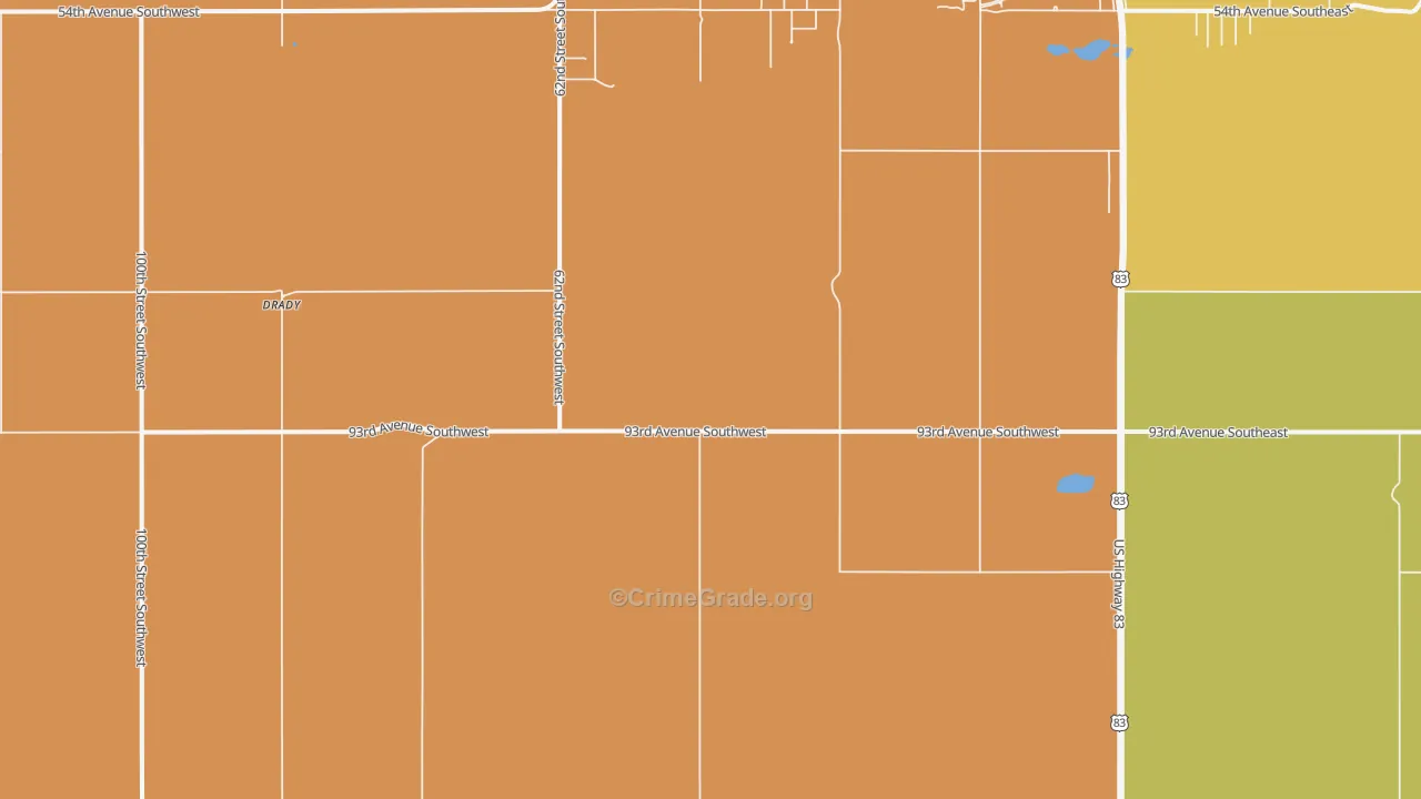 Minot Air Force Base, ND Map of Theft Rates