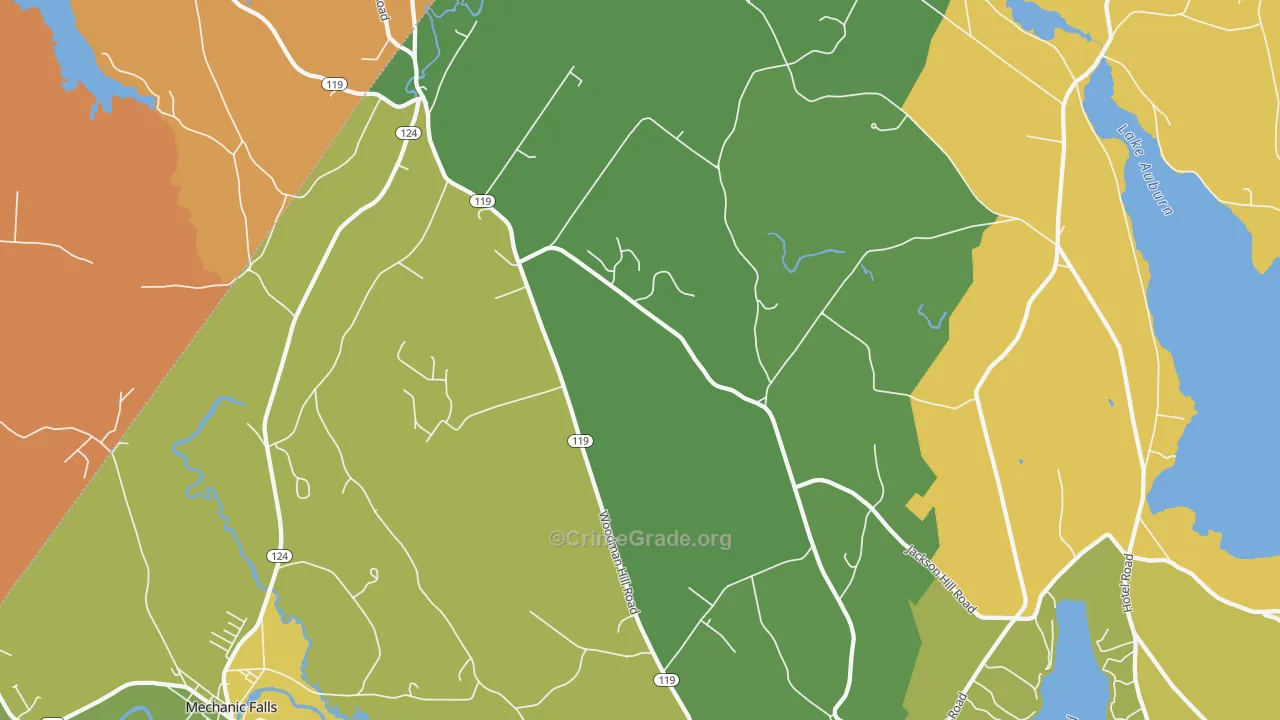 Minot, ME Map of Theft Rates