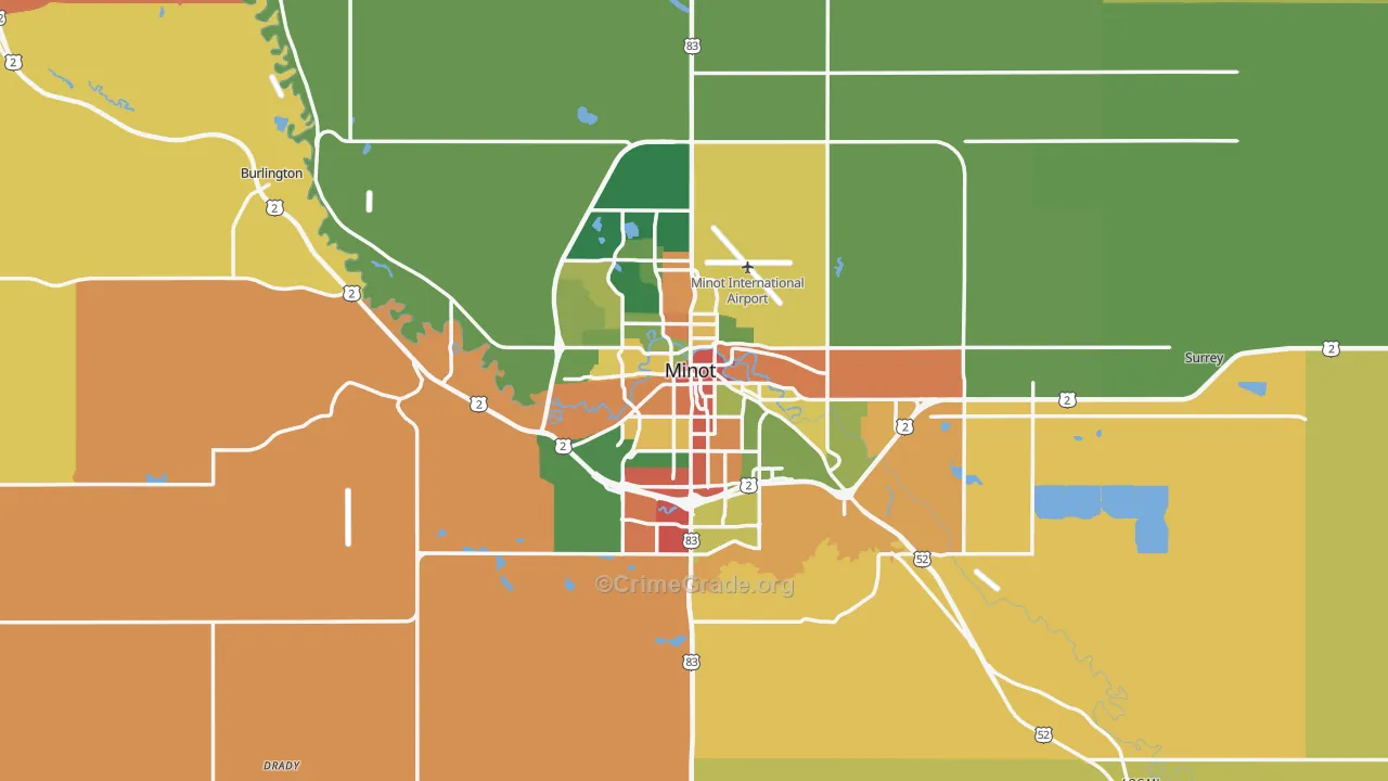 Minot, ND Map of Theft Rates