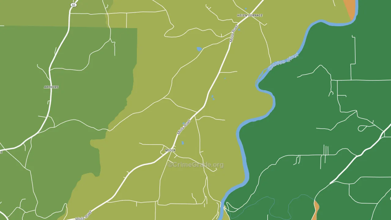 Miola, PA Map of Theft Rates