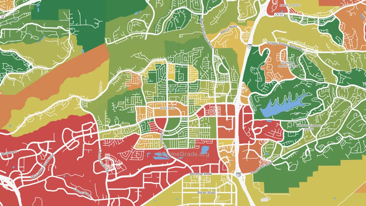 Mira Mesa, San Diego, CA Map of Theft Rates