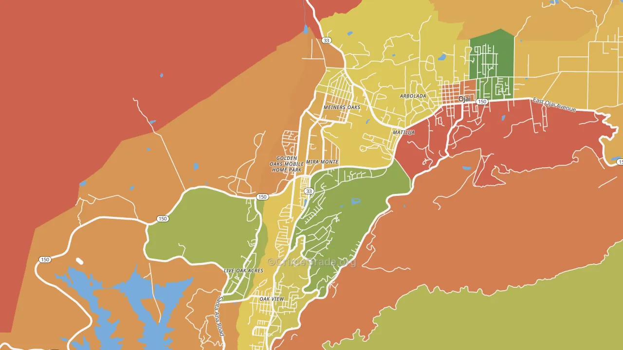 Mira Monte, CA Map of Theft Rates