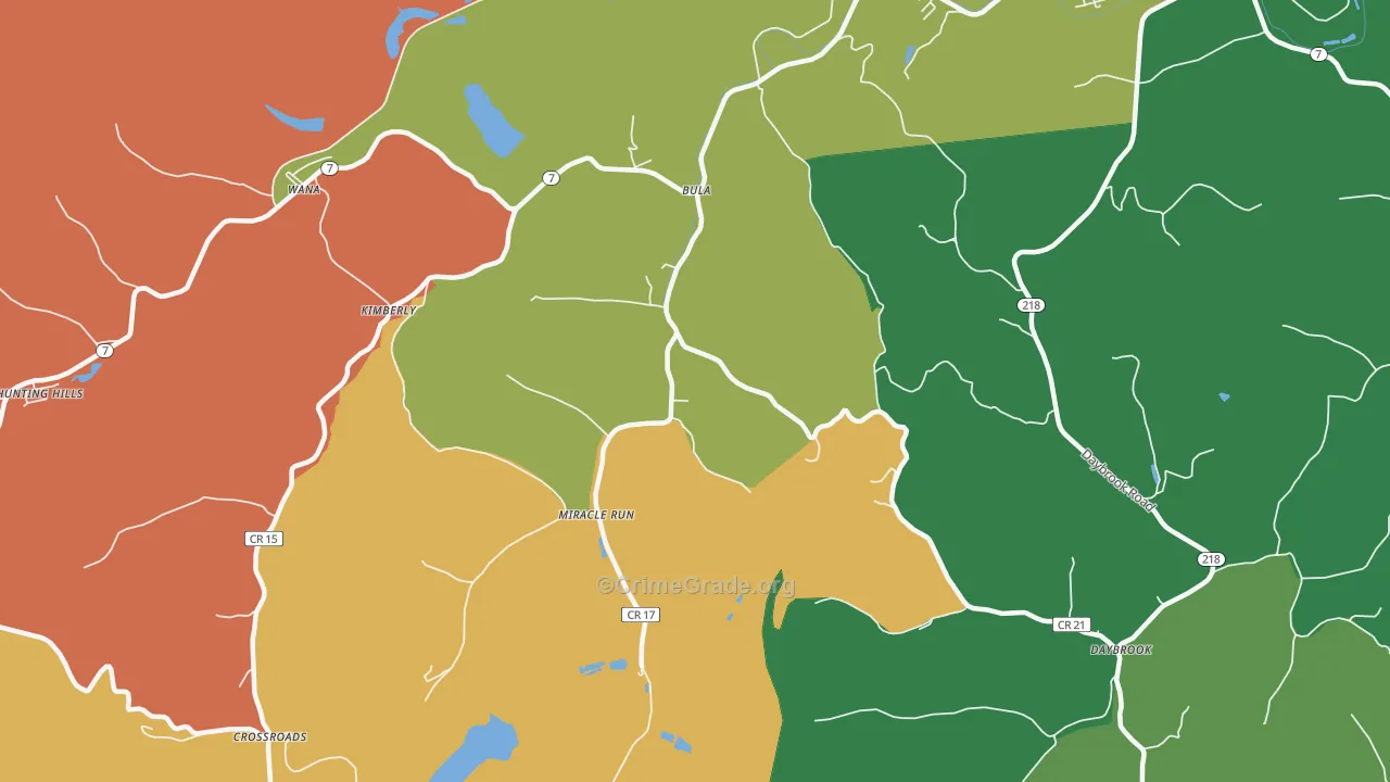 Miracle Run, WV Map of Theft Rates