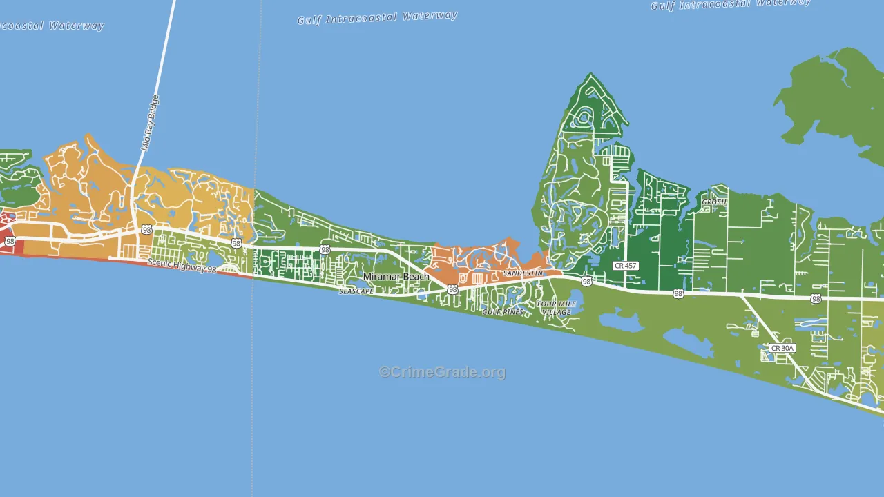 Miramar Beach, FL Map of Theft Rates