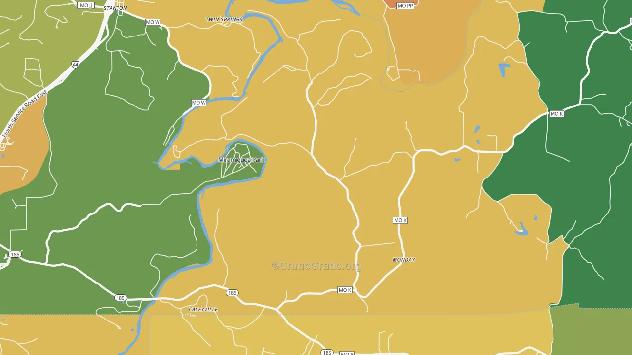 Miramiguoa Park, MO Map of Theft Rates
