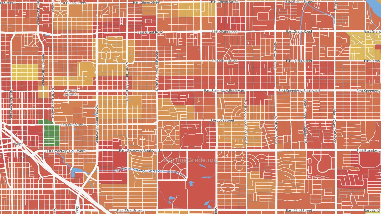 Miramonte, Tucson, AZ Map of Theft Rates