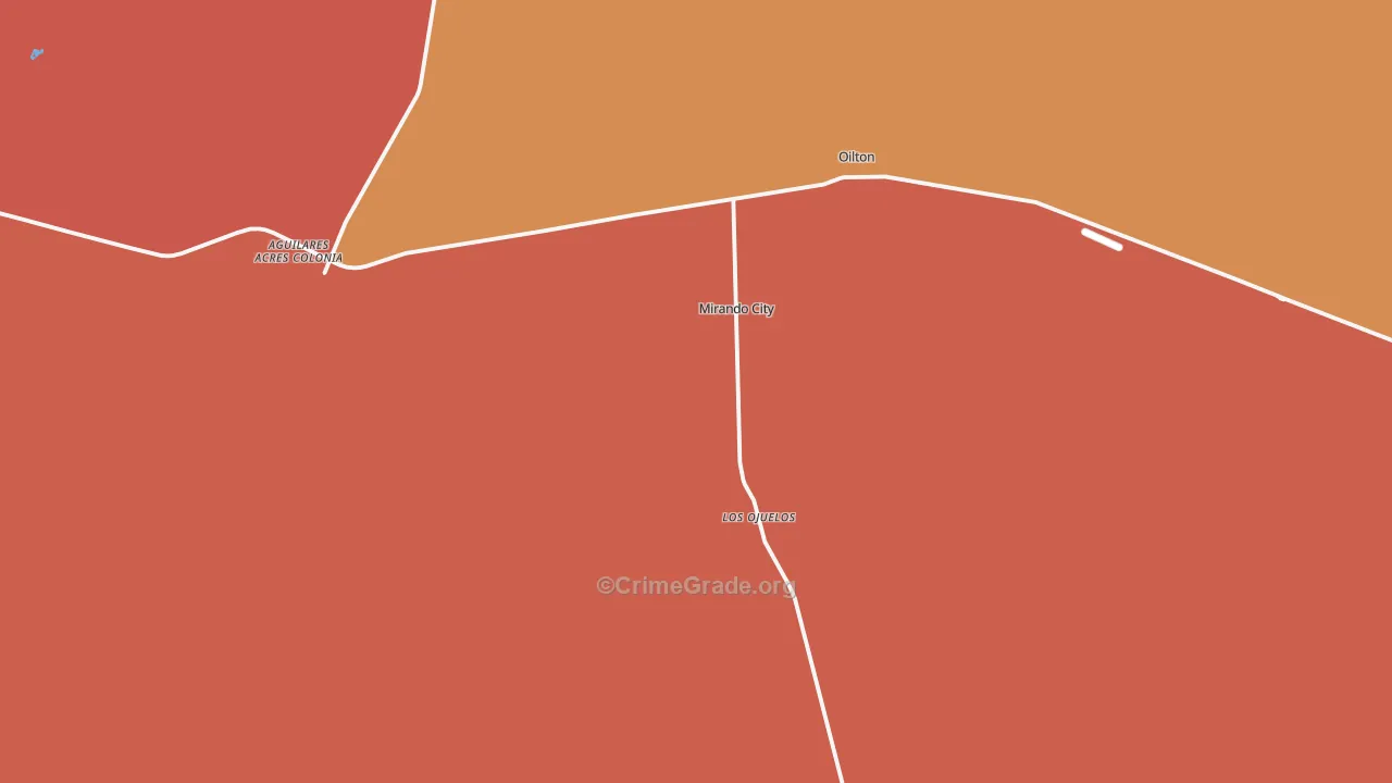 Mirando City, TX Map of Theft Rates