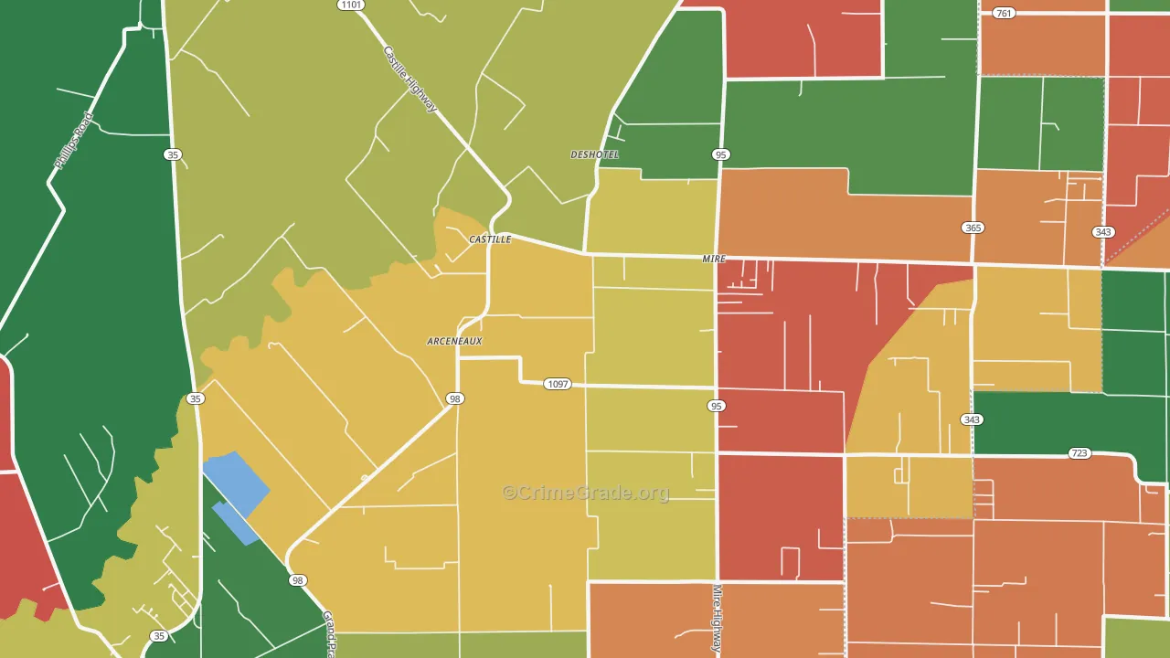 Mire, LA Map of Theft Rates