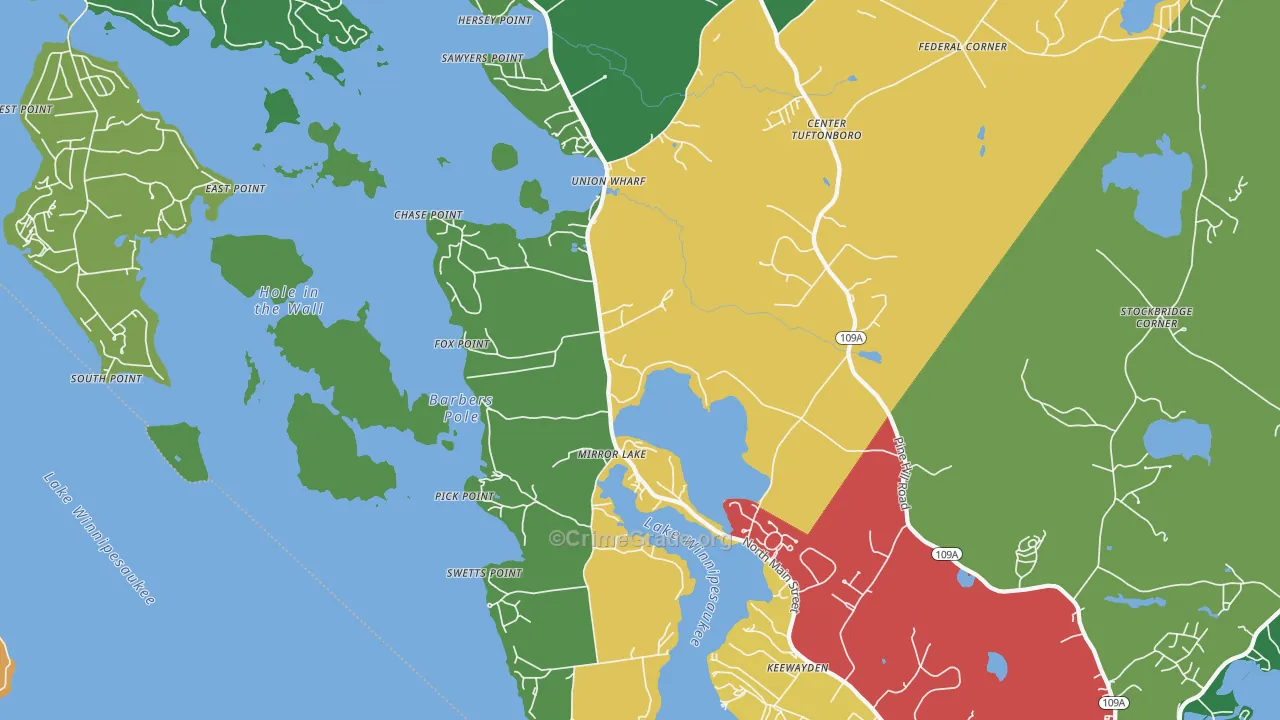 Mirror Lake, NH Map of Theft Rates