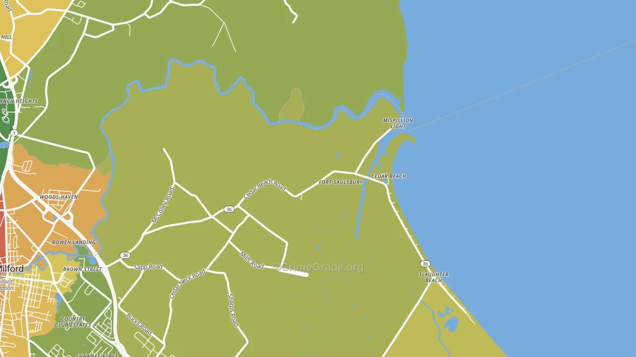 Mispillion Light, DE Map of Theft Rates