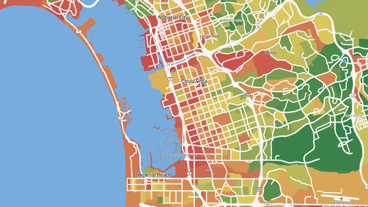 Mission Bay, San Diego, CA Map of Theft Rates