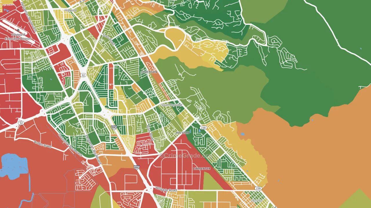 Mission-Garin, Hayward, CA Map of Theft Rates