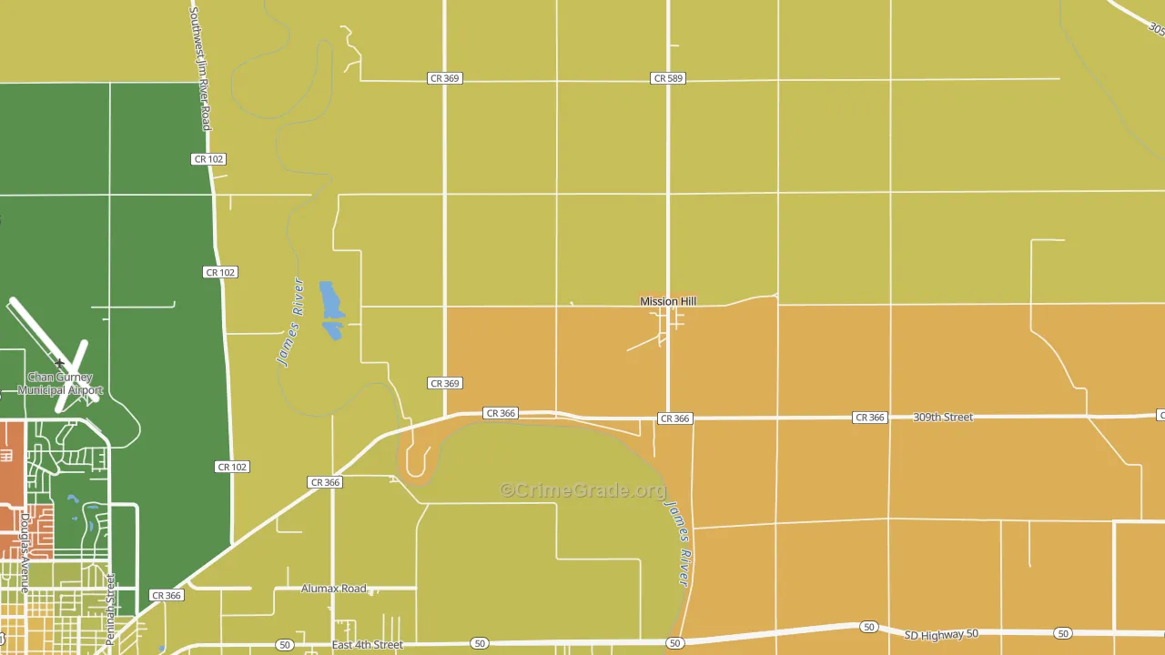 Mission Hill, SD Map of Theft Rates