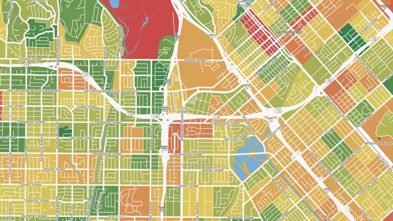 Mission Hills, CA Map of Theft Rates