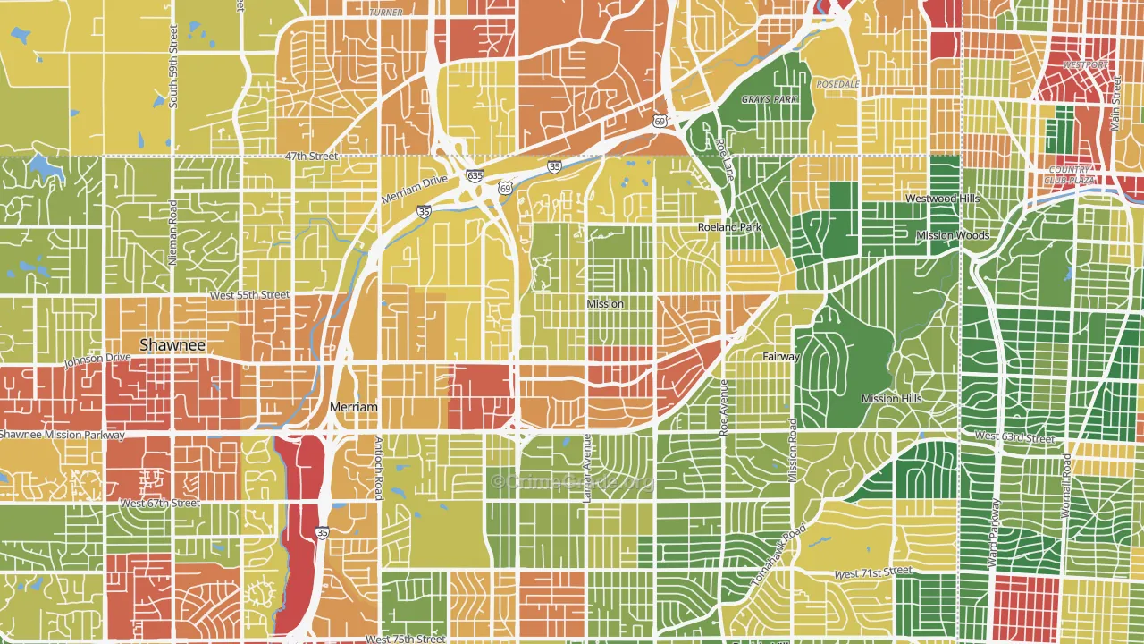Mission, KS Map of Theft Rates