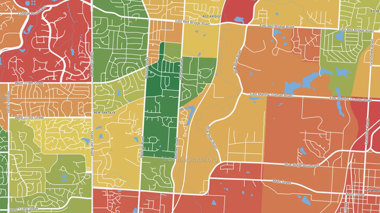Mission Lake, Kansas City, MO Map of Theft Rates