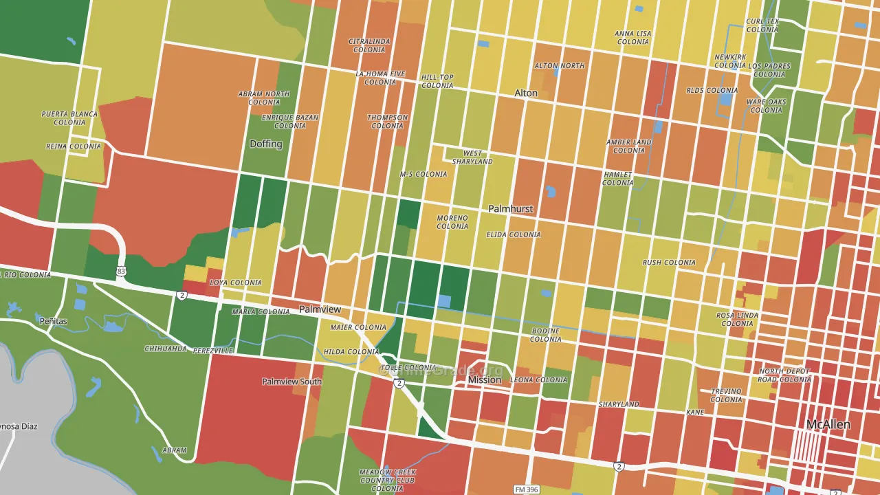 Mission, TX Map of Theft Rates