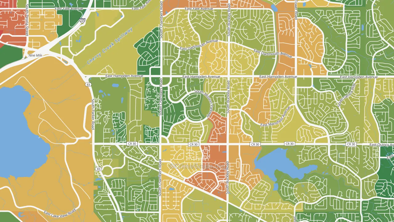 Mission Viejo, Aurora, CO Map of Theft Rates