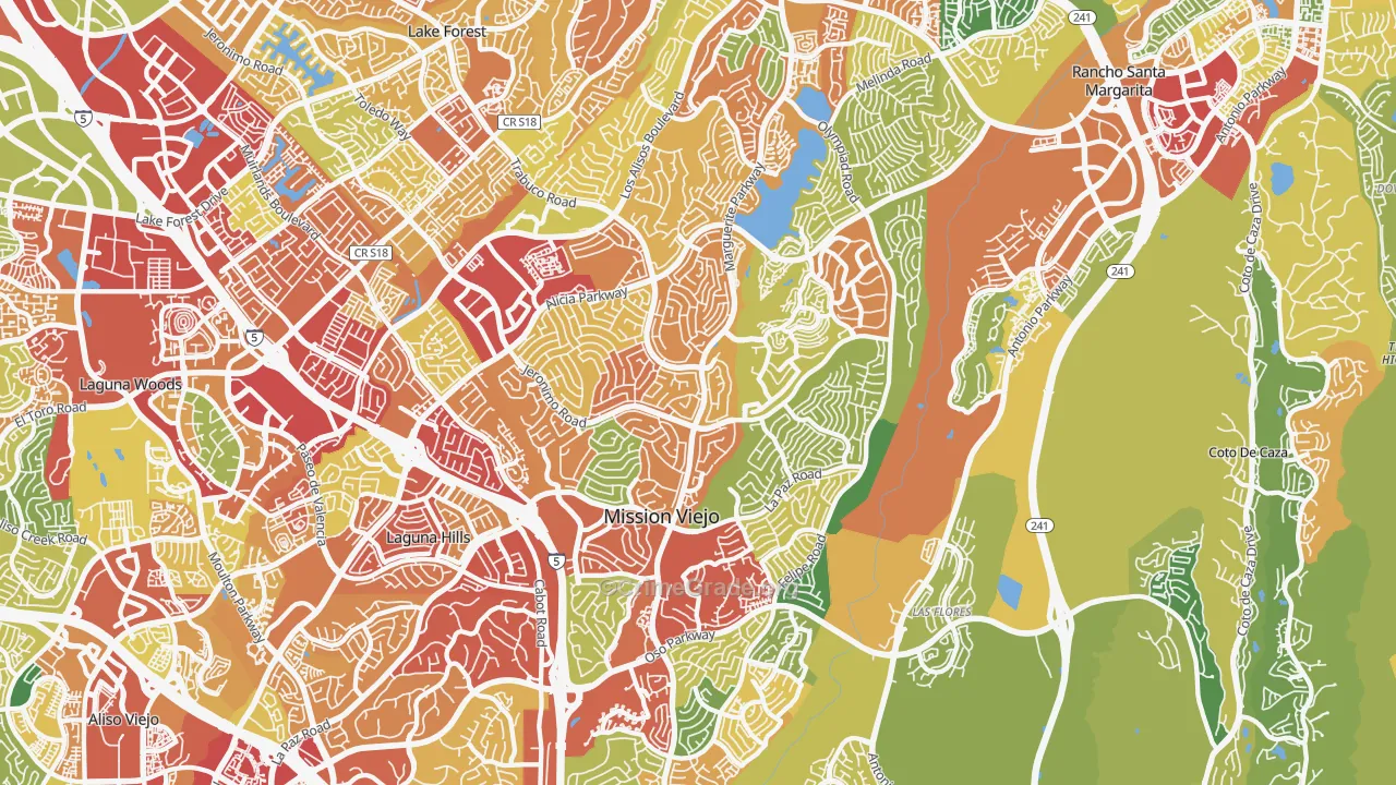 Mission Viejo, CA Map of Theft Rates
