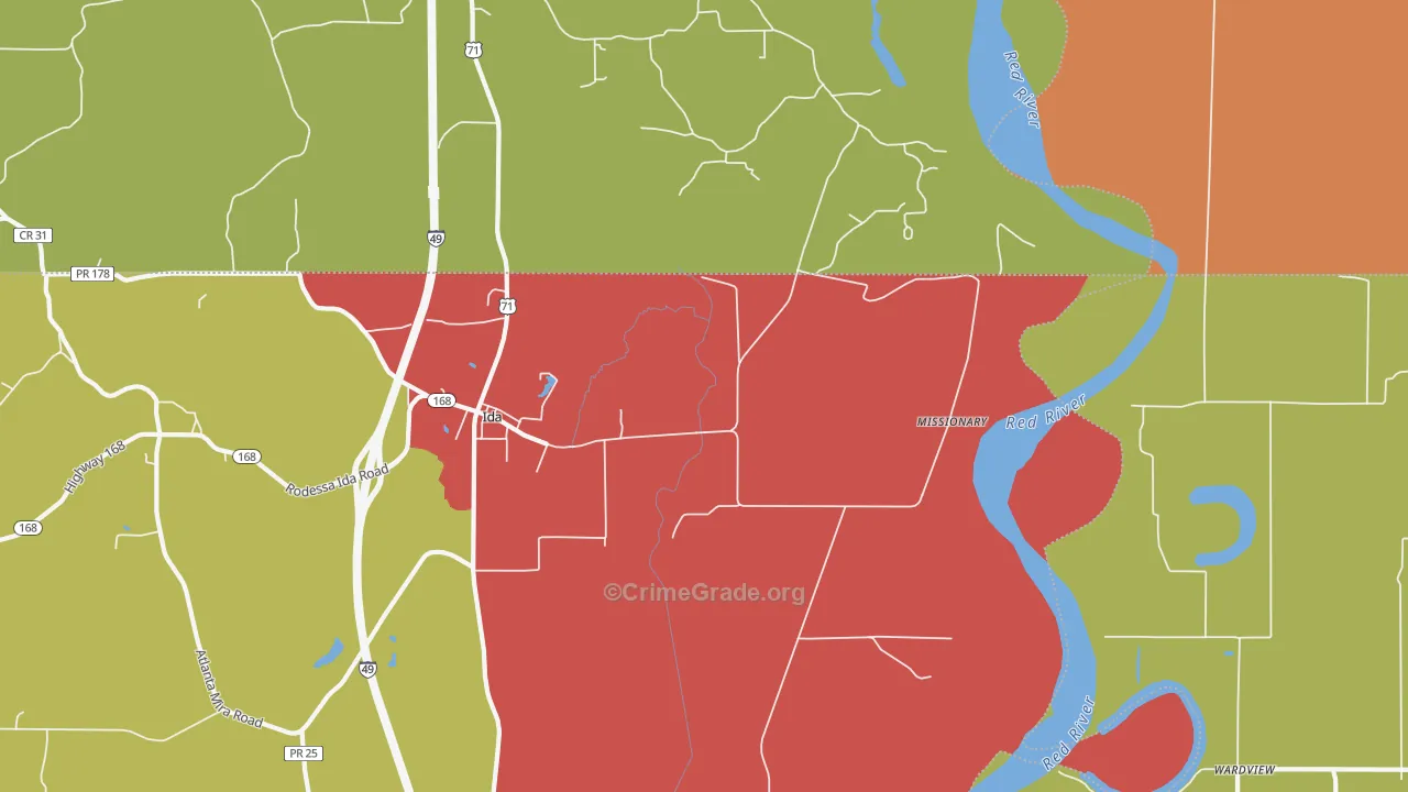 Missionary, LA Map of Theft Rates