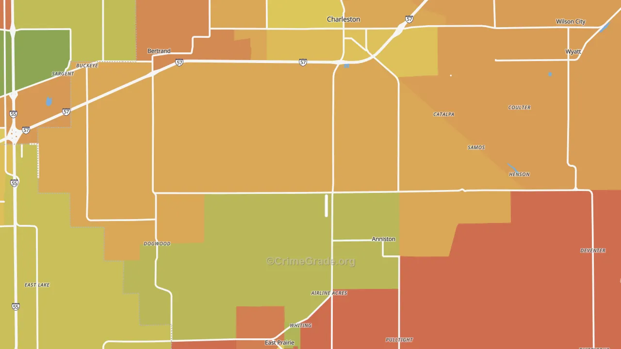 Mississippi County, MO Map of Theft Rates