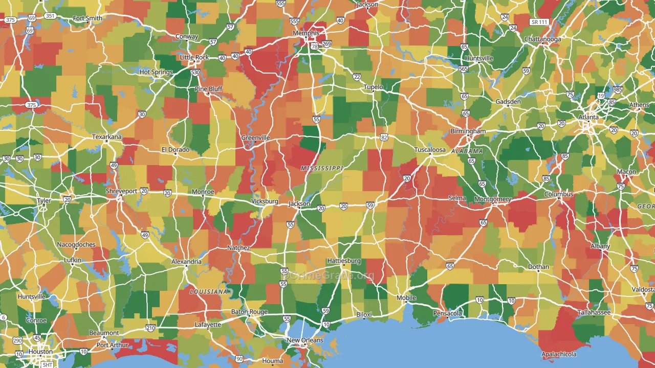 Mississippi Map of Theft Rates