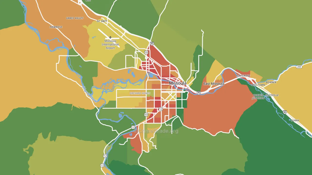 Missoula, MT Map of Theft Rates