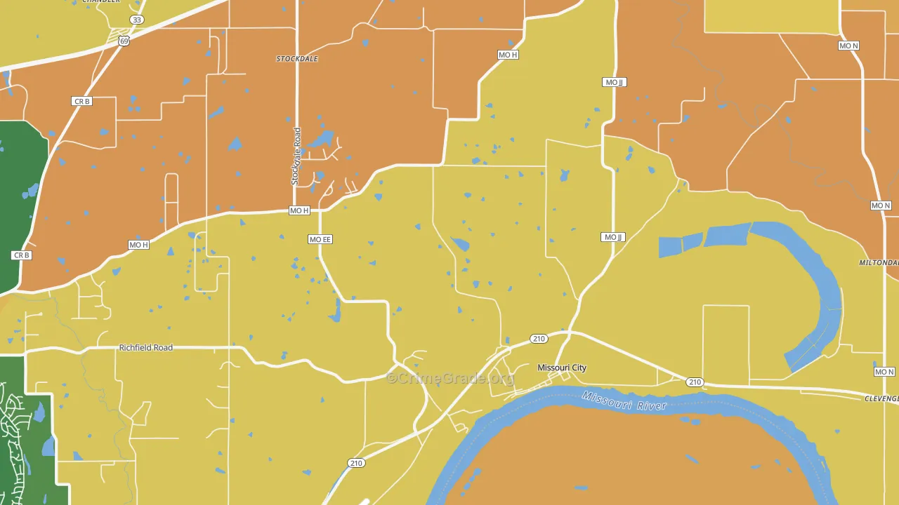Missouri City, MO Map of Theft Rates