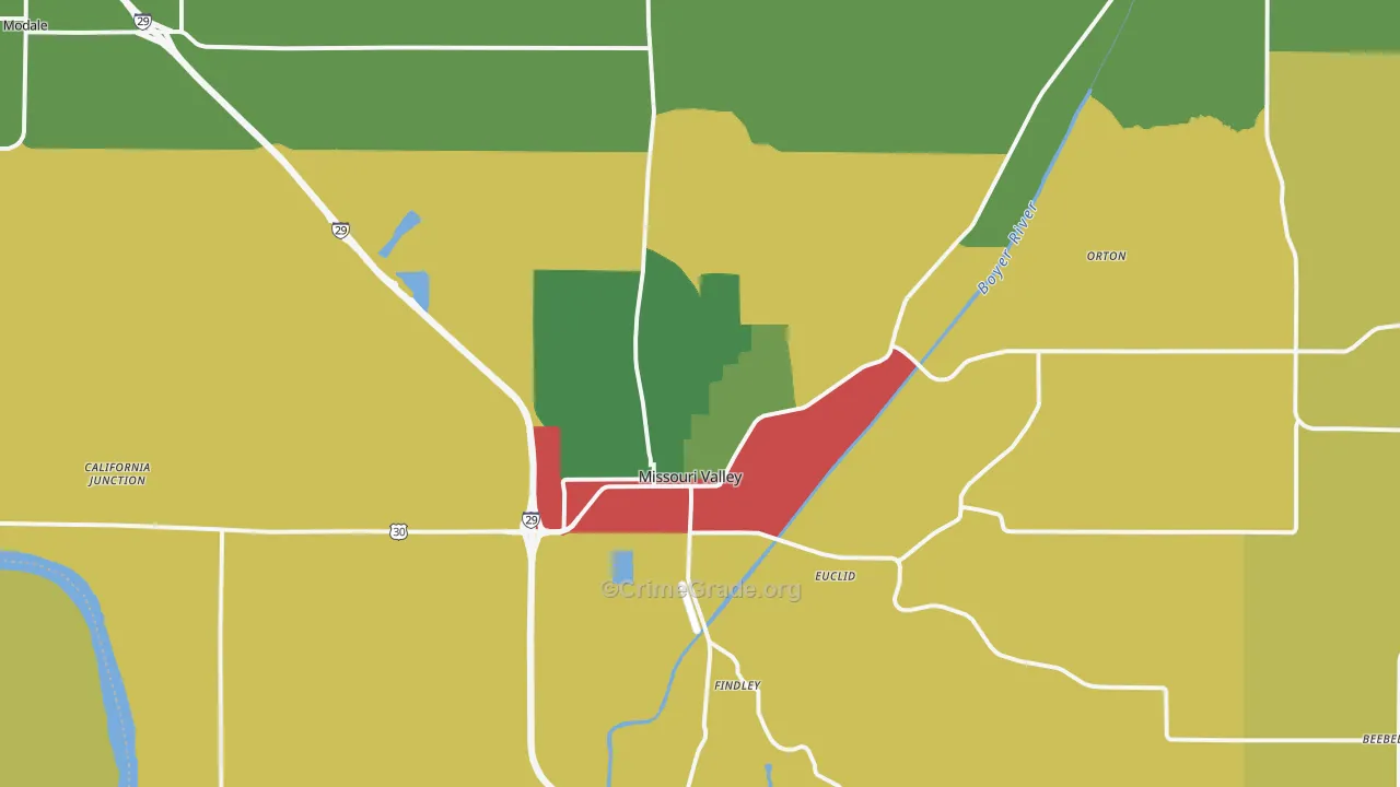 Missouri Valley, IA Map of Theft Rates