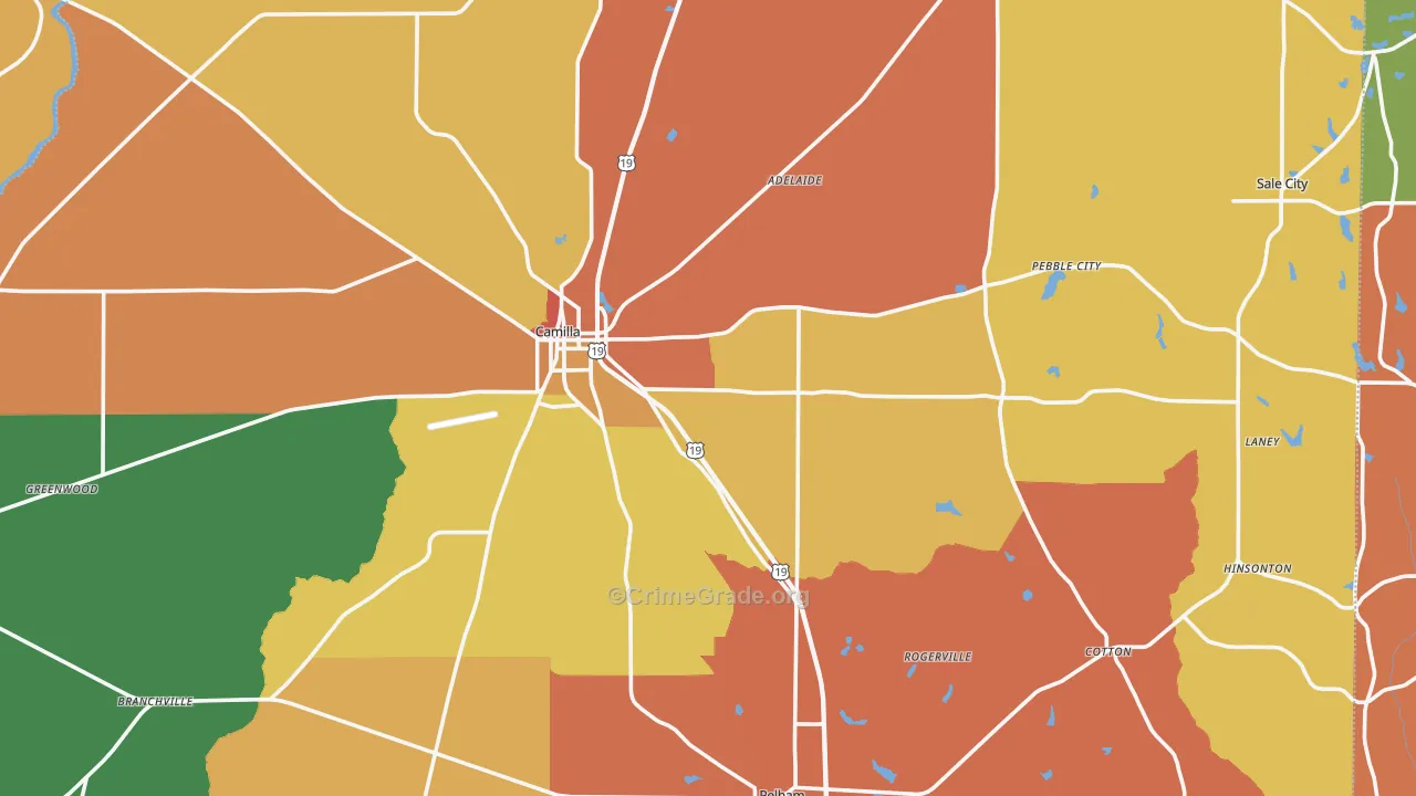 Mitchell County, GA Map of Theft Rates