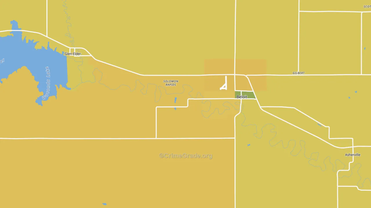 Mitchell County, KS Map of Theft Rates