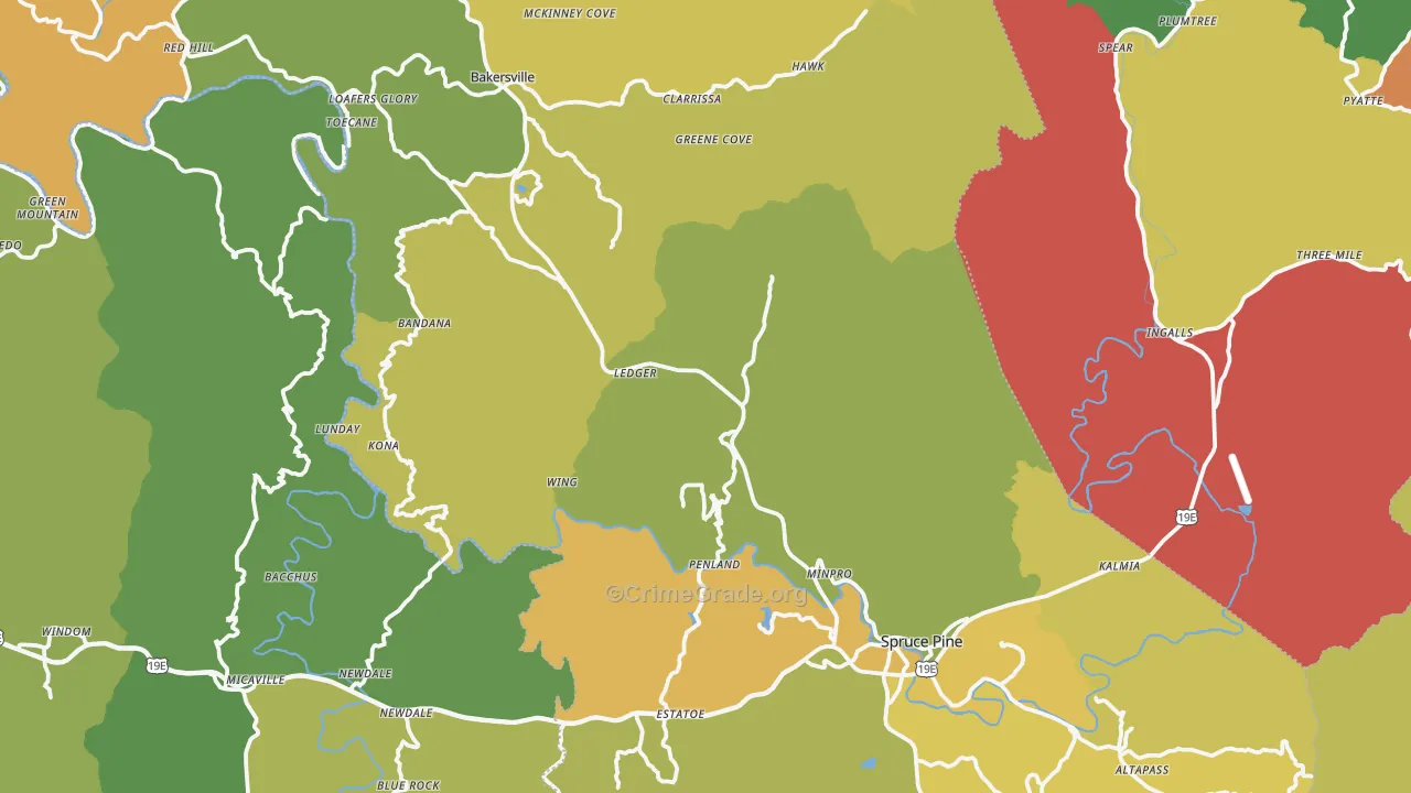 Mitchell County, NC Map of Theft Rates