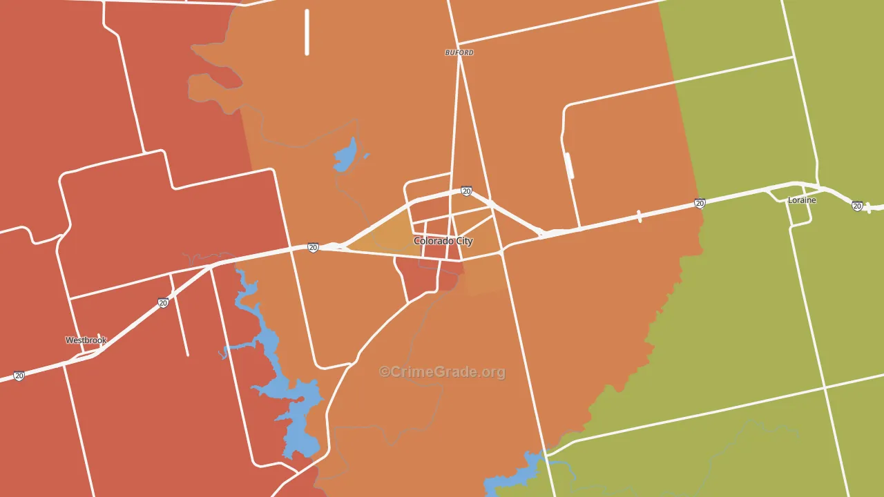 Mitchell County, TX Map of Theft Rates