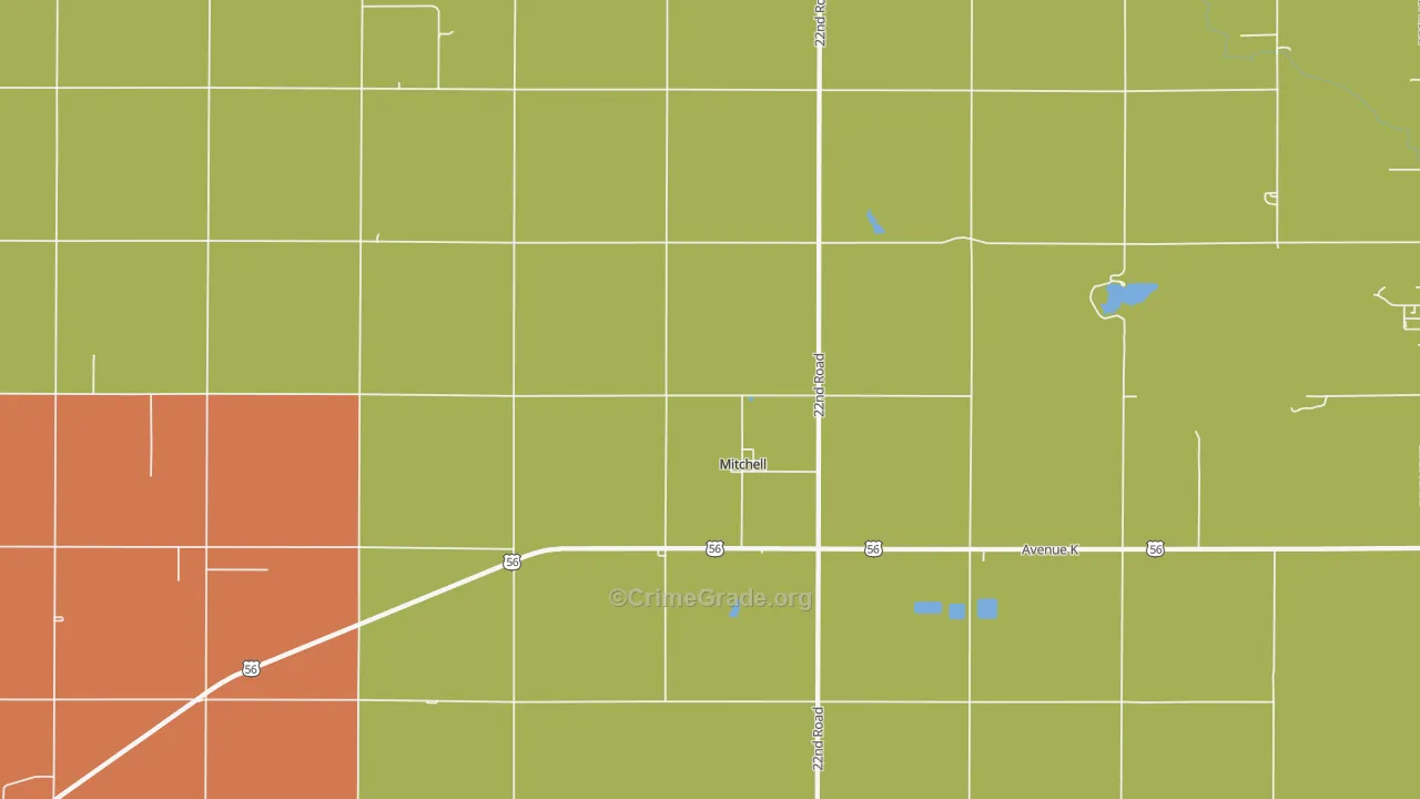 Mitchell, KS Map of Theft Rates