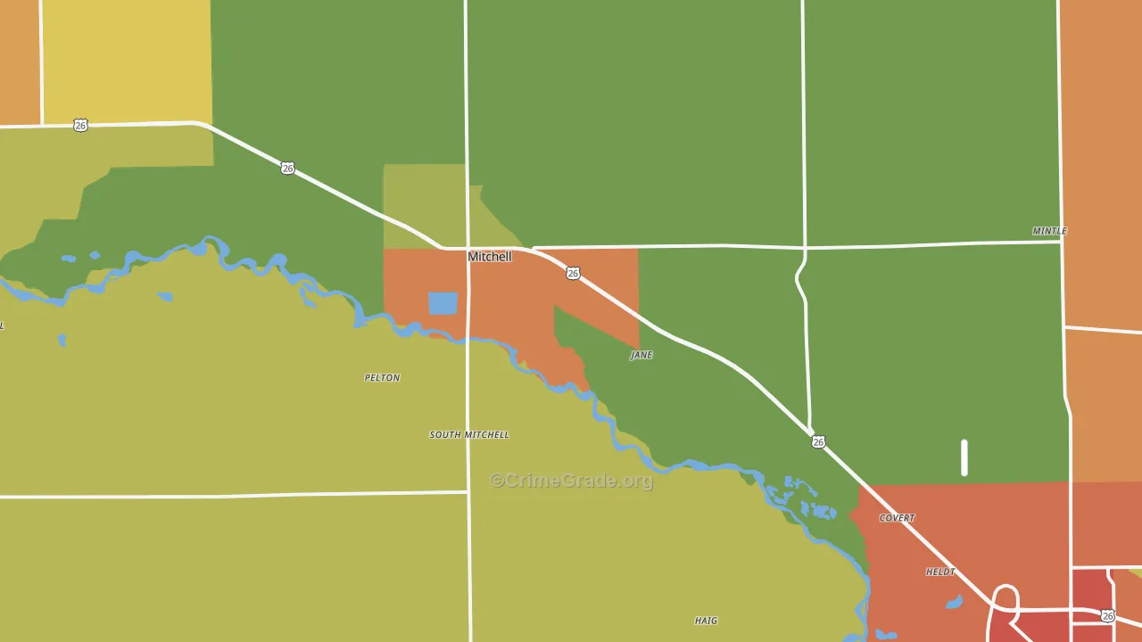 Mitchell, NE Map of Theft Rates