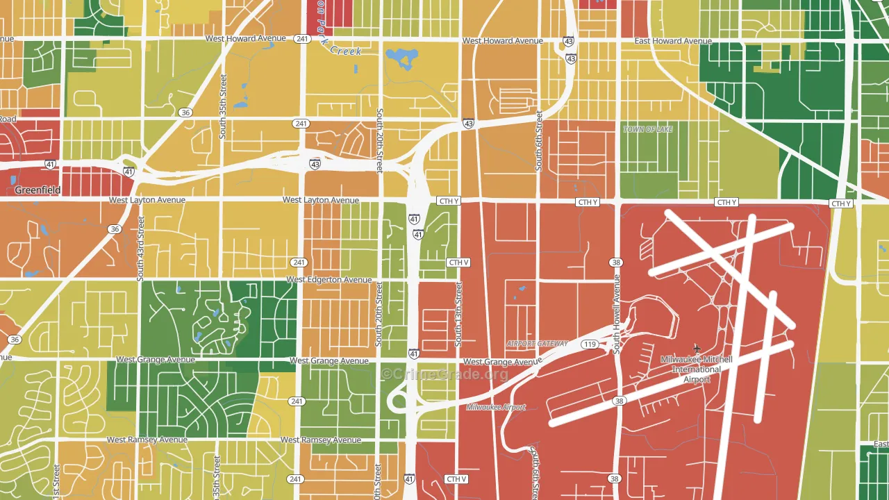 Mitchell West, Milwaukee, WI Map of Theft Rates