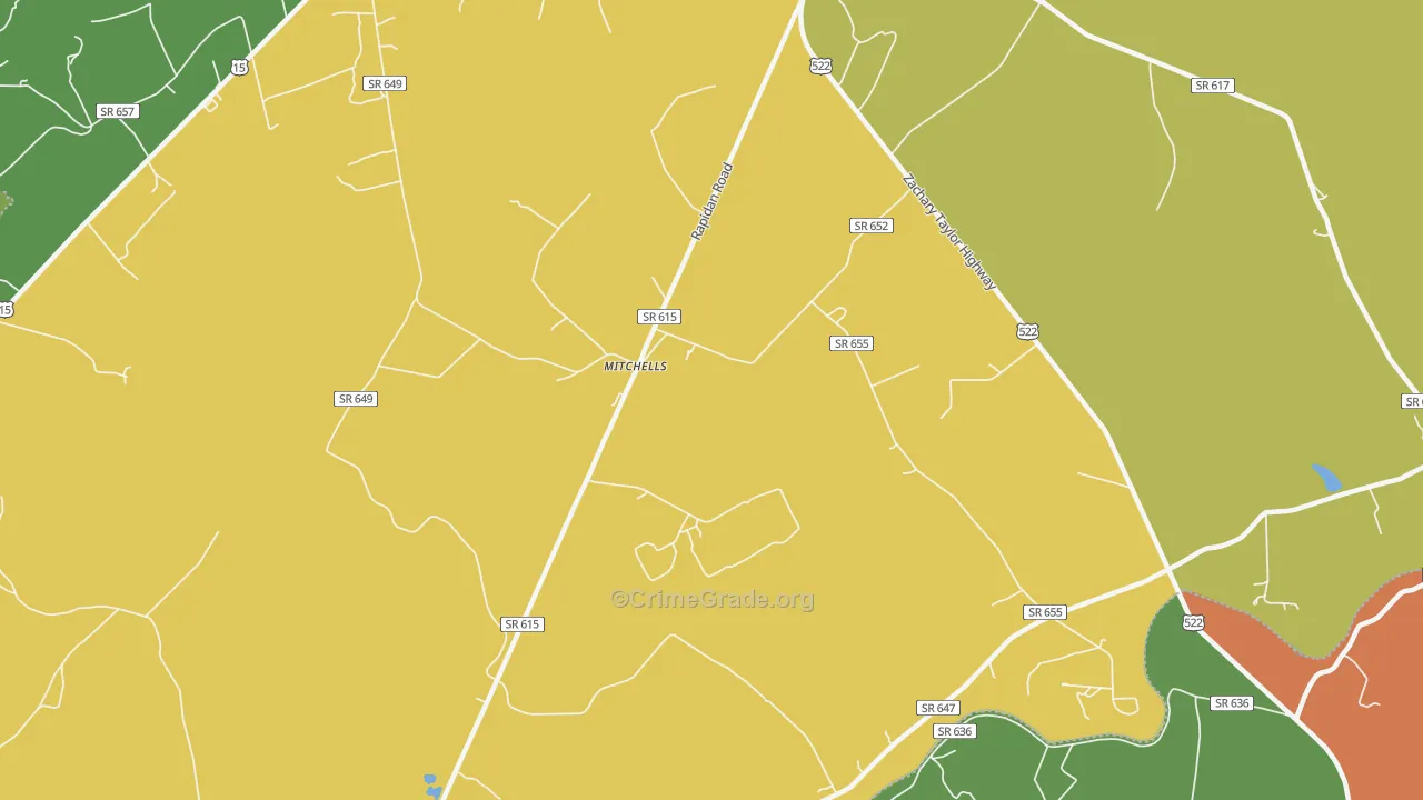 Mitchells, VA Map of Theft Rates