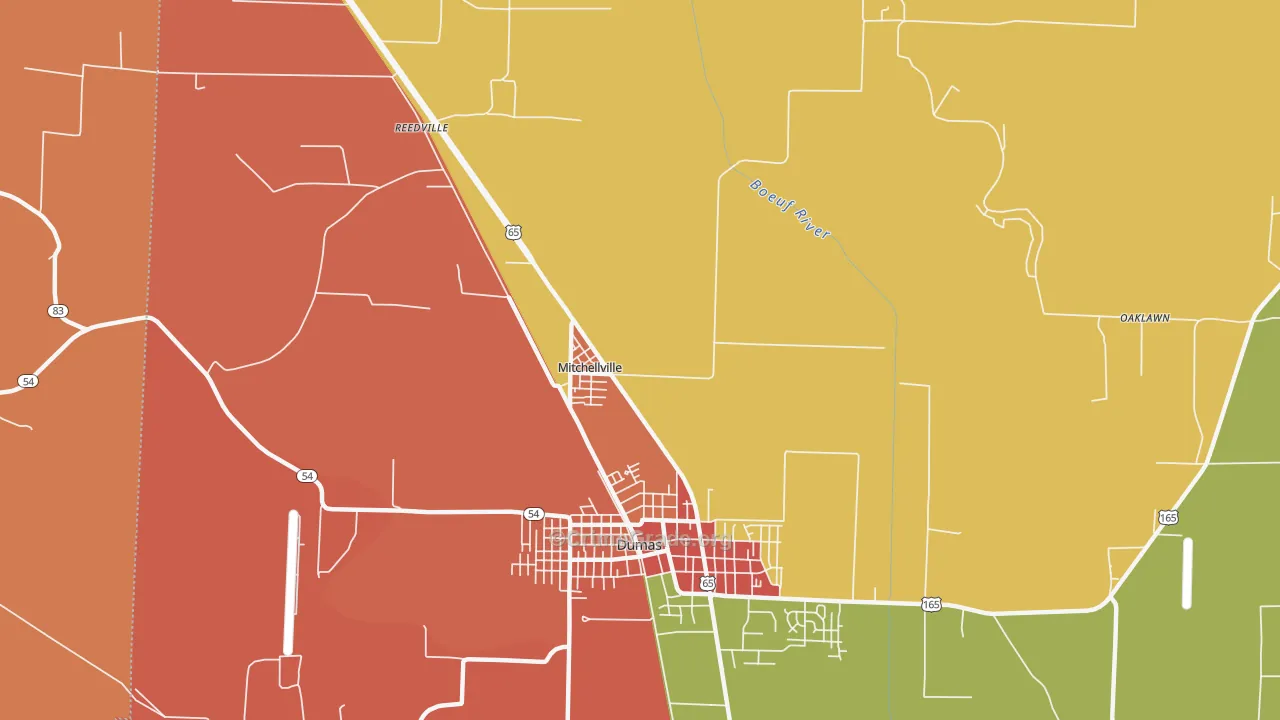 Mitchellville, AR Map of Theft Rates