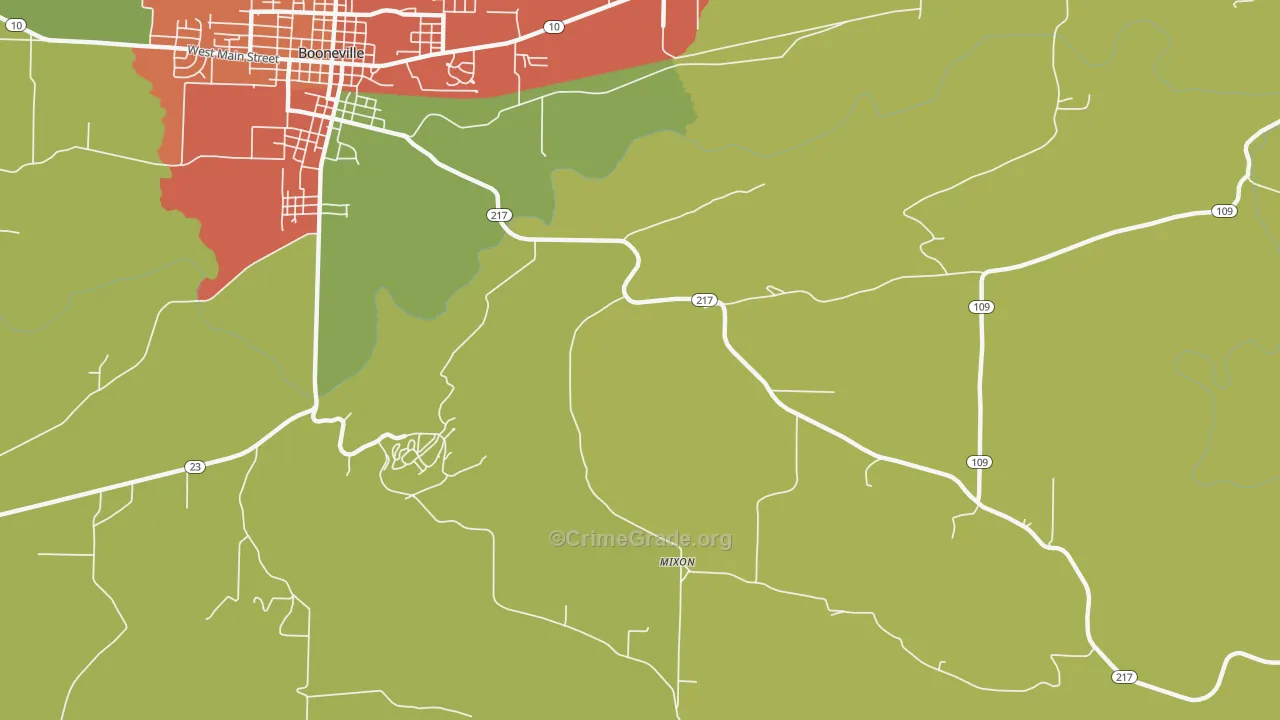 Mixon, AR Map of Theft Rates