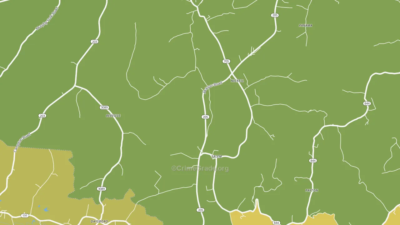 Mize, KY Map of Theft Rates