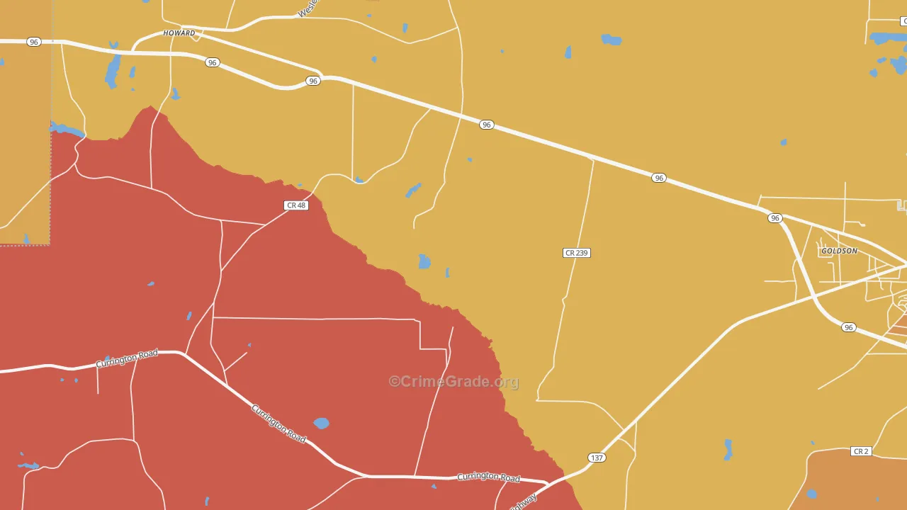 Mizell, GA Map of Theft Rates